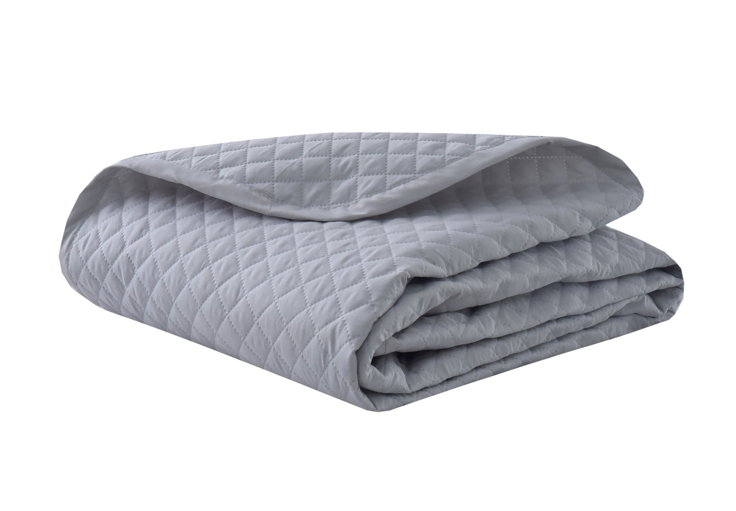 4 PCs Ultrasonic Quilted Luxury Bed Spread Set-Silver Over Grey Apricot