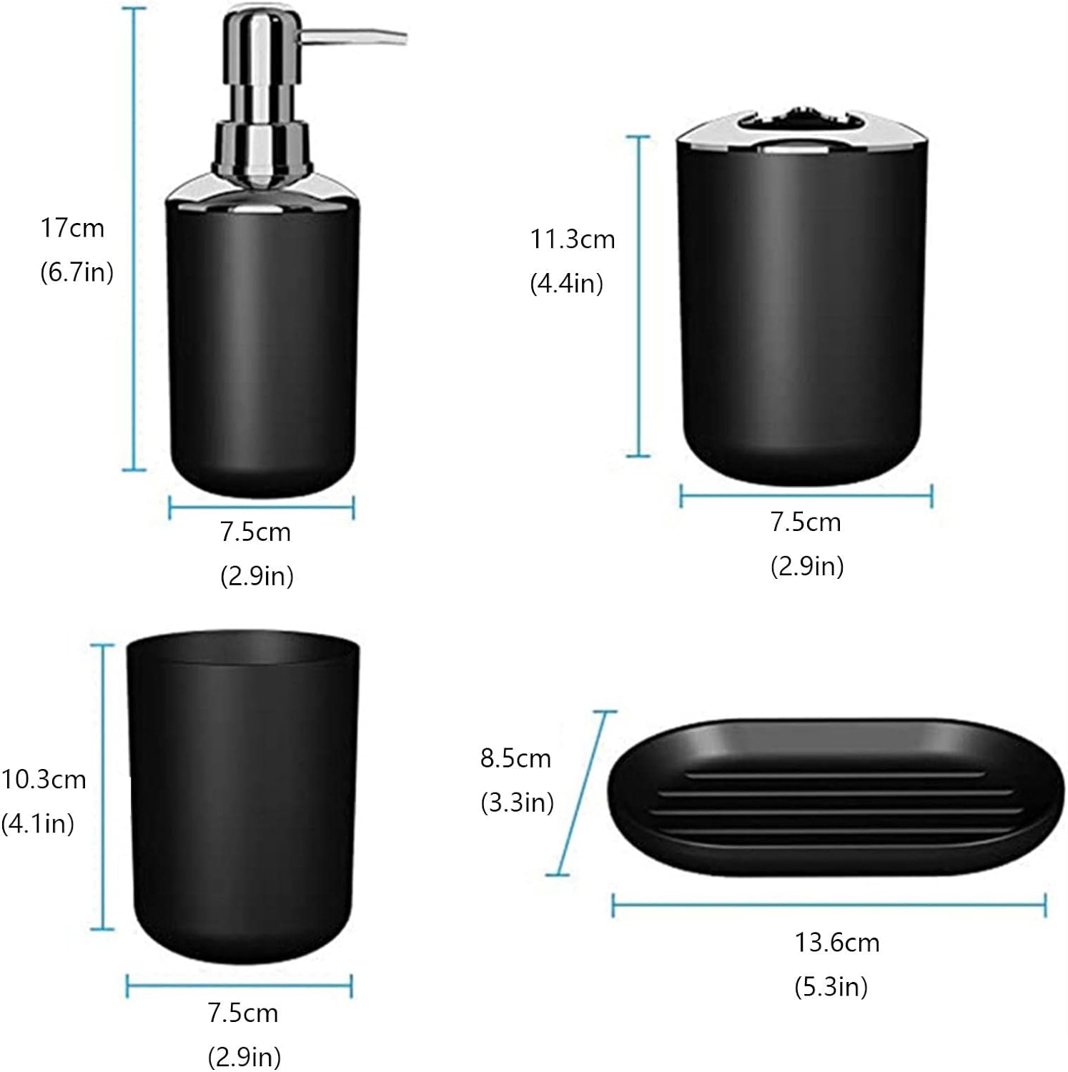 4 PCs Bath Accessories Set-1684Plain Black Bathroom Accessory Sets Apricot   