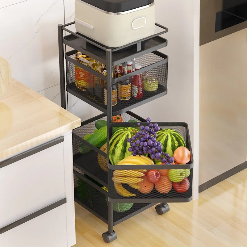 4 Tier 360 Degree Rotating Storage Rack-(5288)Square Black – Apricot