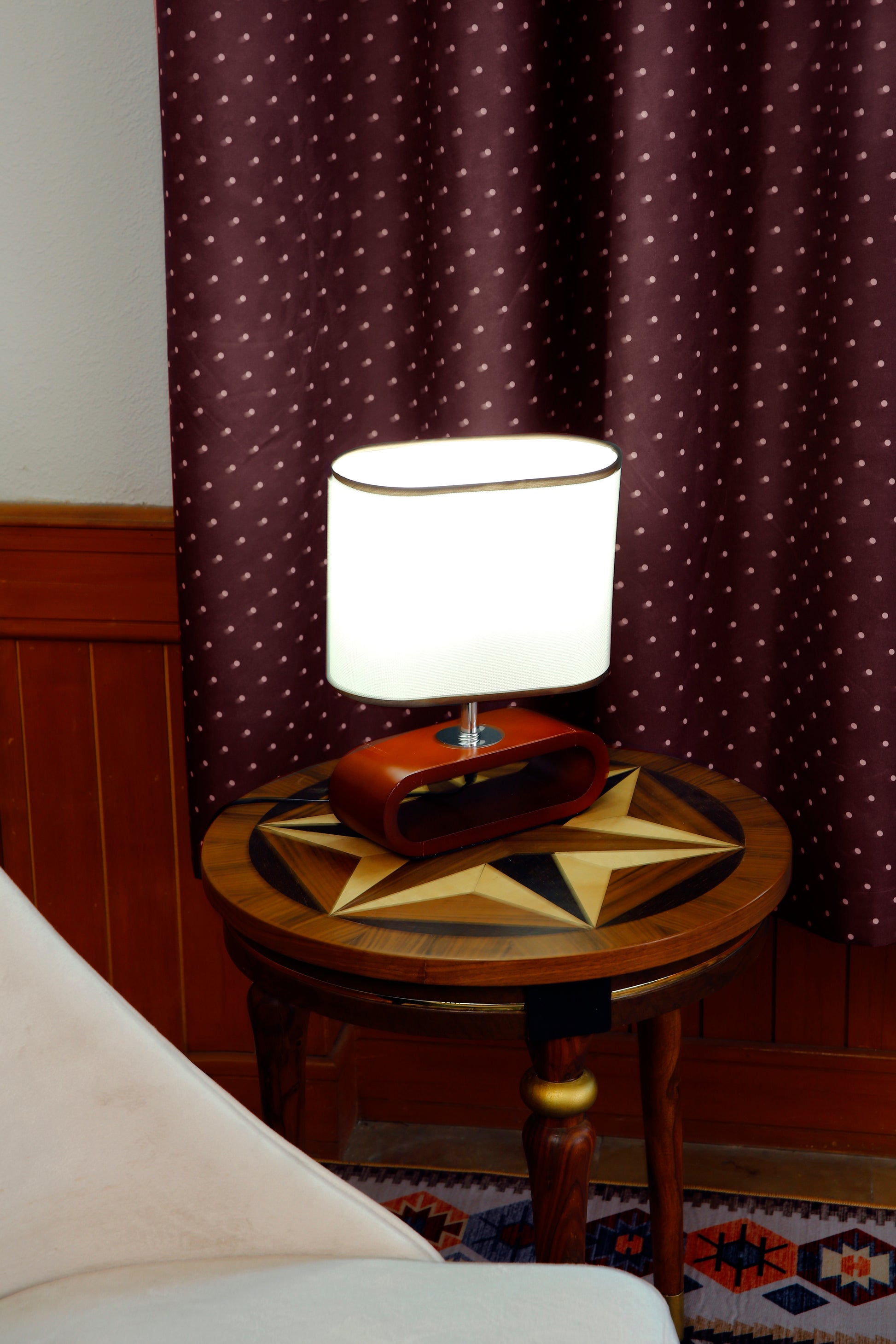 2 PCs Blackout Room Curtains-Brown Polka Curtains Apricot