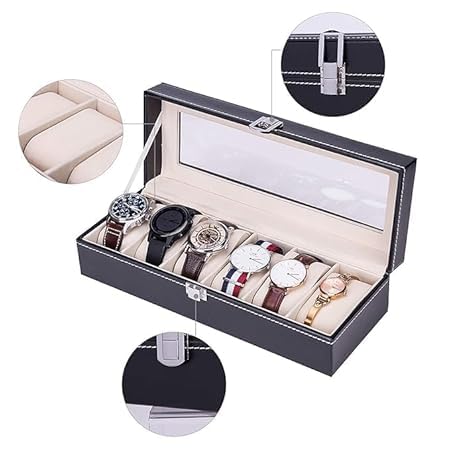 6 Slots Watch Organizer-SA2411-57(Black) Watch box Apricot