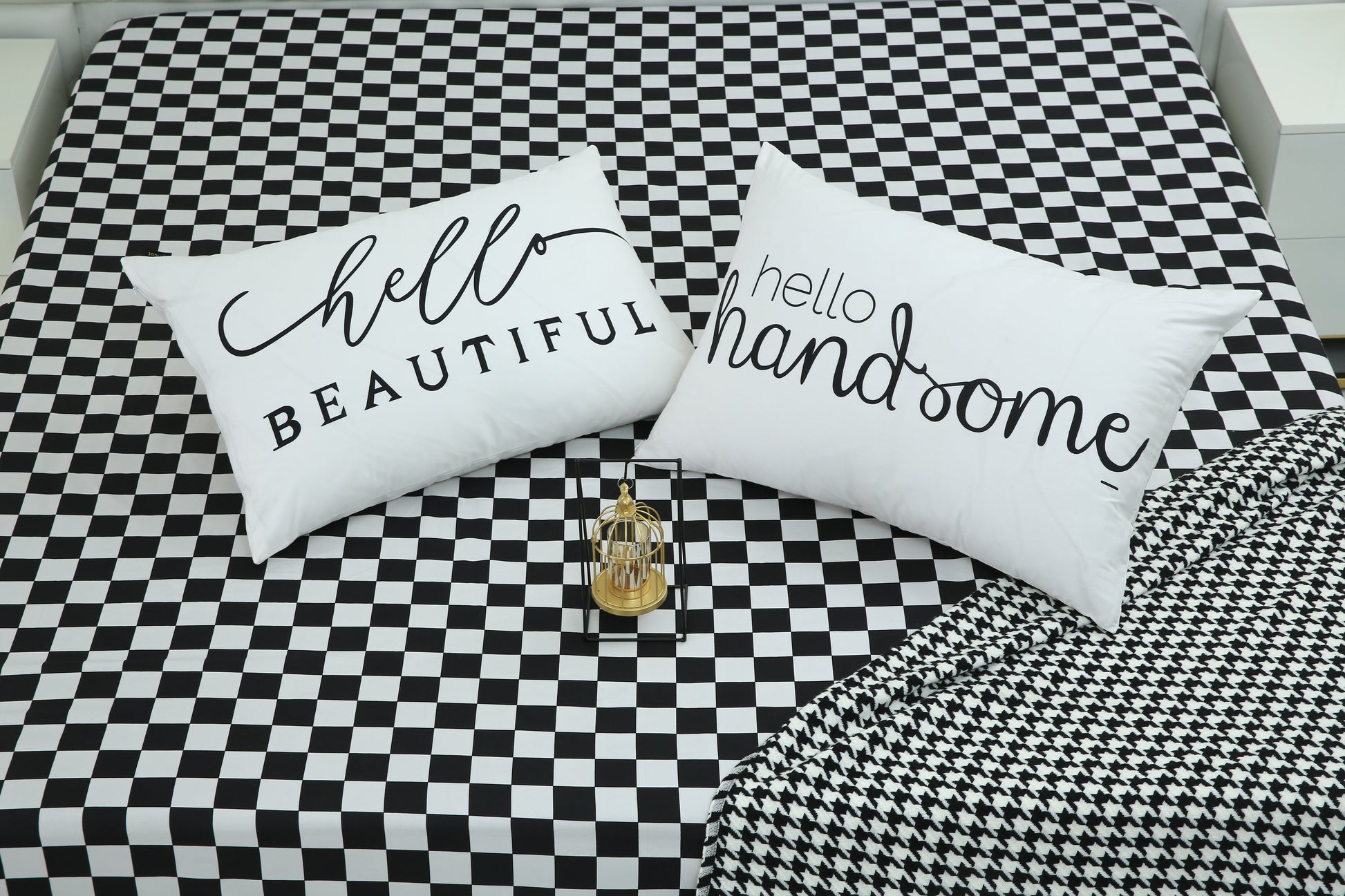2 PCs Digital Printed Couple Pillow-Beautiful/Handsome cushions Apricot