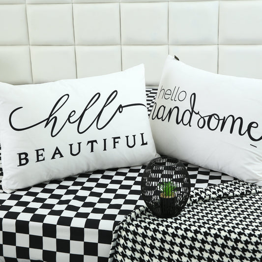 2 PCs Digital Printed Couple Pillow-Beautiful/Handsome cushions Apricot