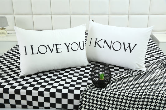 2 PCs Digital Printed Couple Pillow-LOVE cushions Apricot