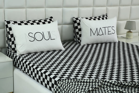 2 PCs Digital Printed Couple Pillow-SOUL/MATES cushions Apricot