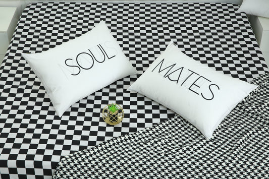 2 PCs Digital Printed Couple Pillow-SOUL/MATES cushions Apricot