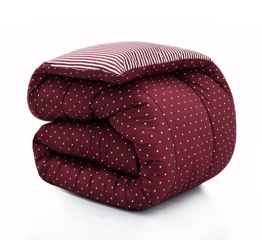 1 PC Double Winter Comforter-Plum Polka Comforters Apricot