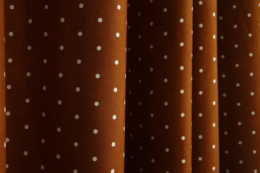 2 PCs Blackout Room Curtains-Brown Polka Curtains Apricot