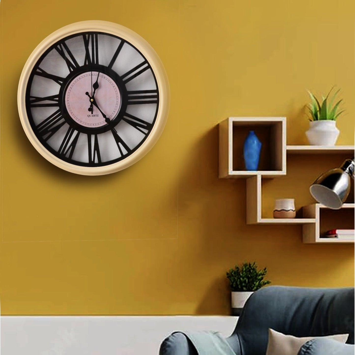 45 Cm Wall Clock-Ash Roman Clock Apricot   