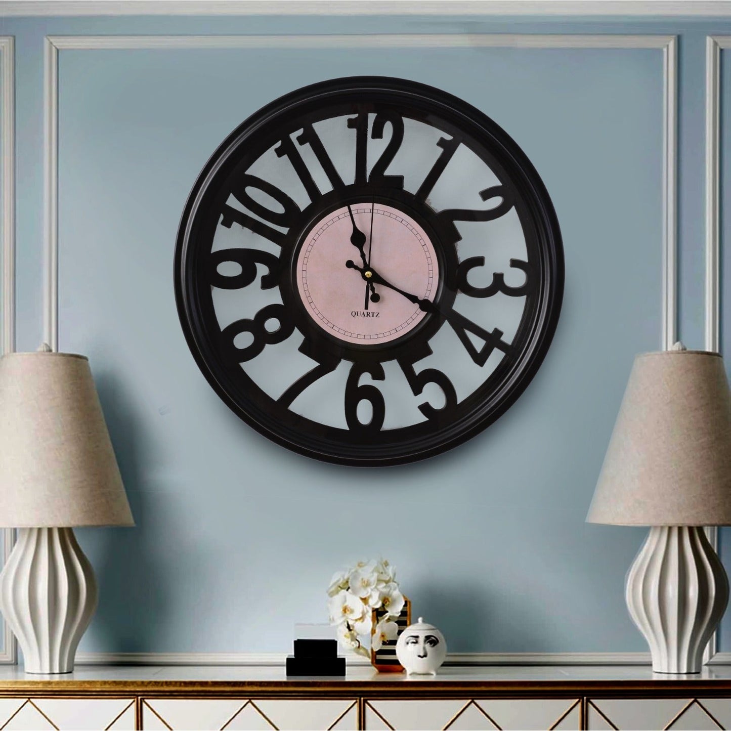 45 Cm Wall Clock-Black Digits Clock Apricot   