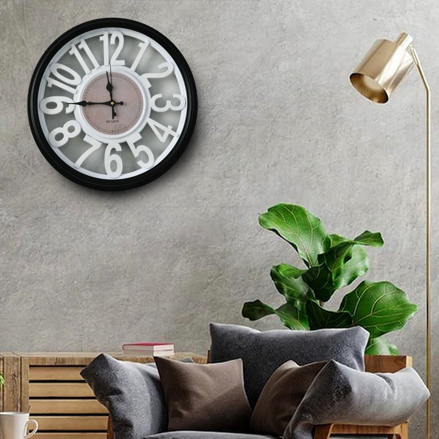 45 Cm Wall Clock-5352White Digits Clock Apricot   