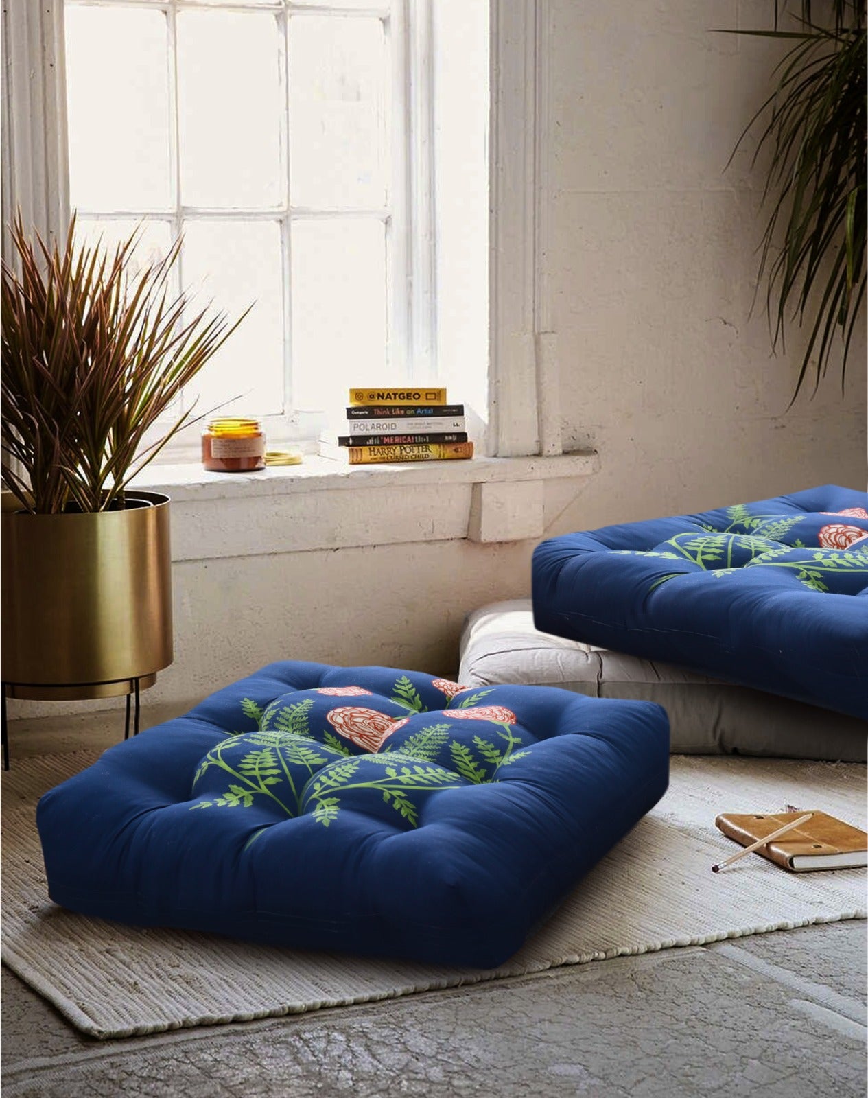 Digital Printed Square Floor Cushions-Bunchy