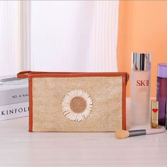 Portable Makeup Organizer Bag-SA2405-114(Flower) Cosmetic Pouches Apricot