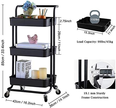 3-Layers Multi-function Trolley Storage Organizer(15262) Storage Organizer Apricot