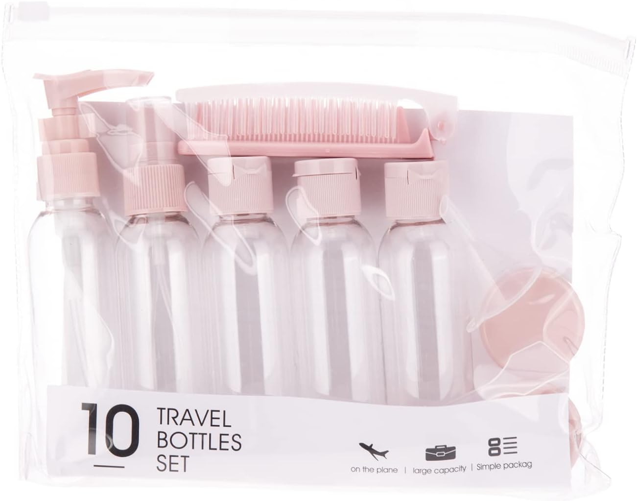 10PCs BPA Free Portable Toiletry Containers Set-Pink(SA2405-173) Cosmetic Organizer Apricot