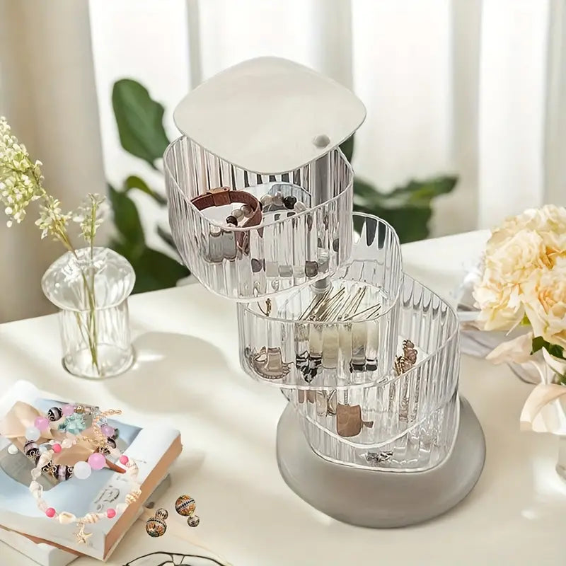 4 Tier Transparent Jewelry15293 Organizer Cosmetic Organizer Apricot