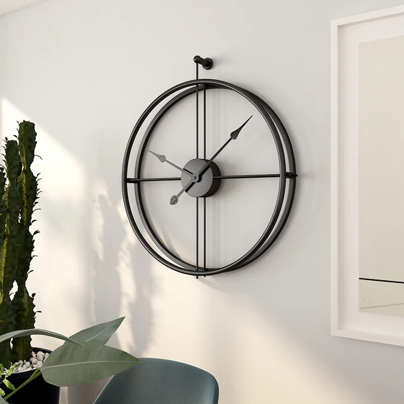 55CM Metal Wall Clock-Black((SA2405-211) Clock Apricot   