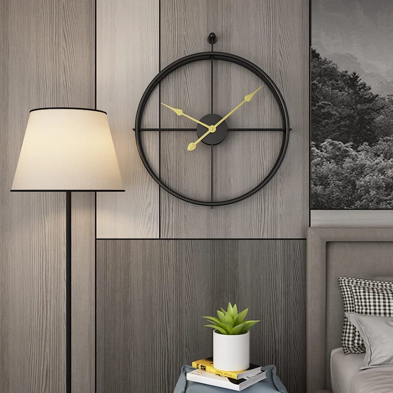 55CM Metal Wall Clock-Black((SA2405-211) Clock Apricot   