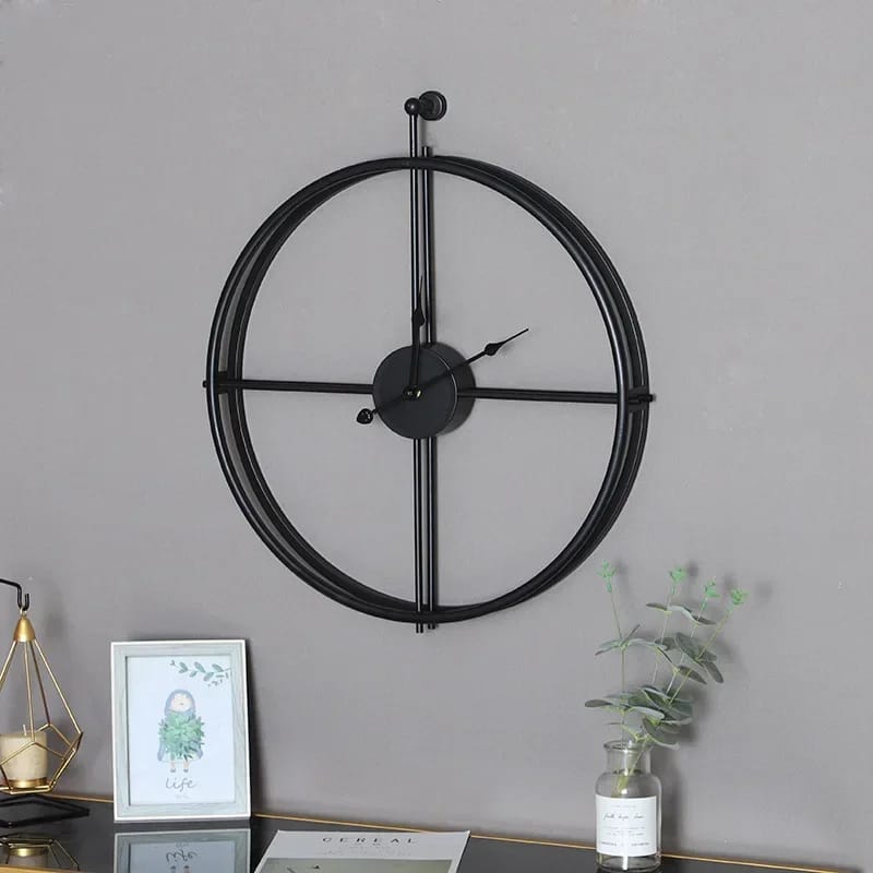 55CM Metal Wall Clock-Black((SA2405-211) Clock Apricot   