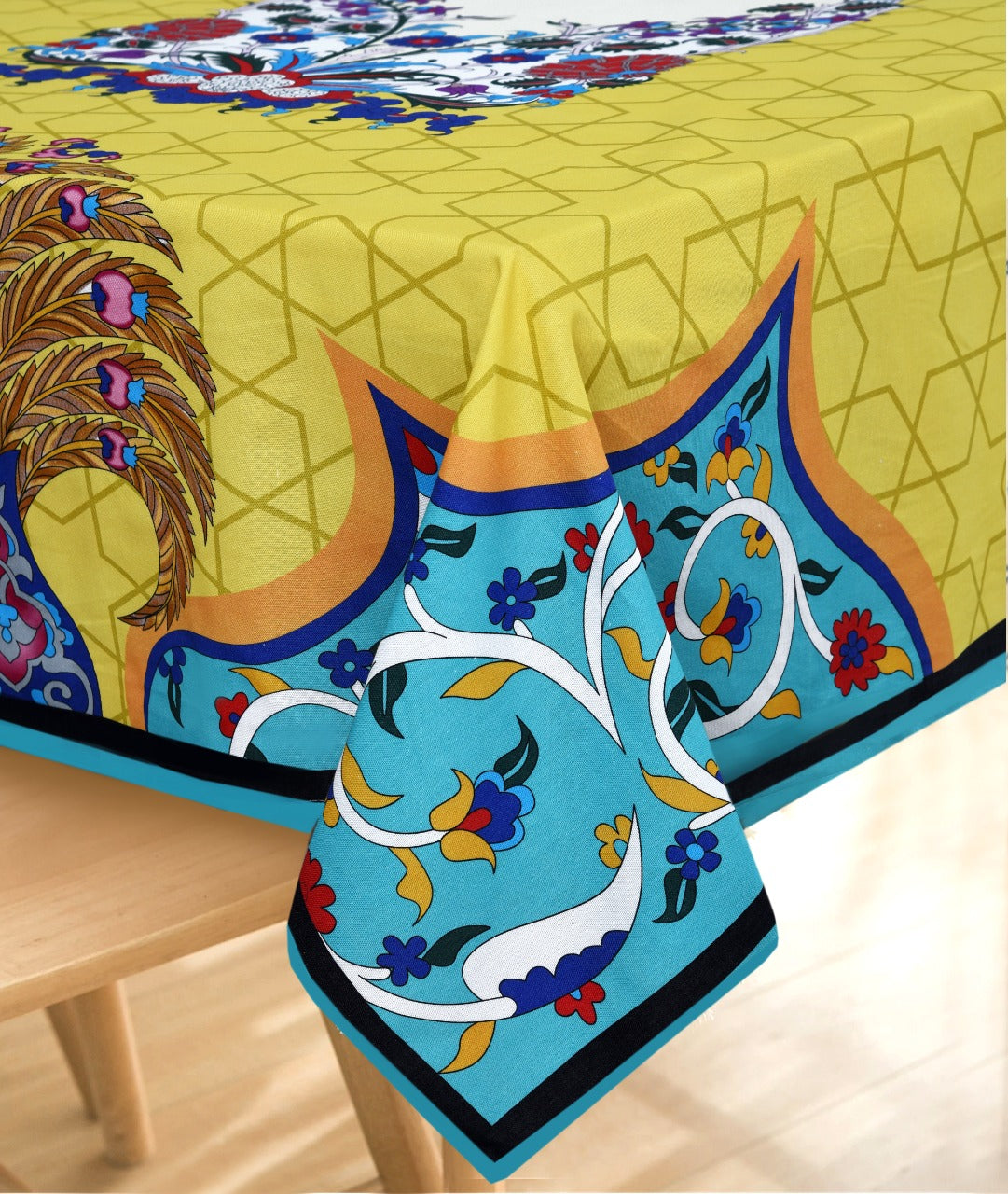 6 & 8 Seater Digital Printed Table Cover-TB51 Table Cover Apricot   