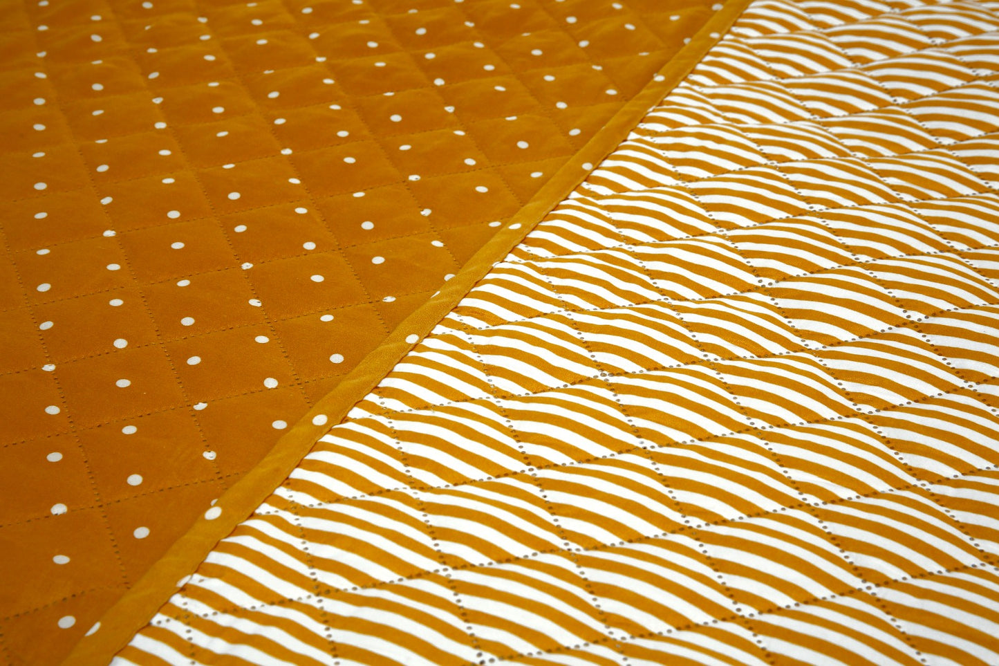 6 PCs Bed Spread Set-Mustard Polka Bed Spread Apricot   