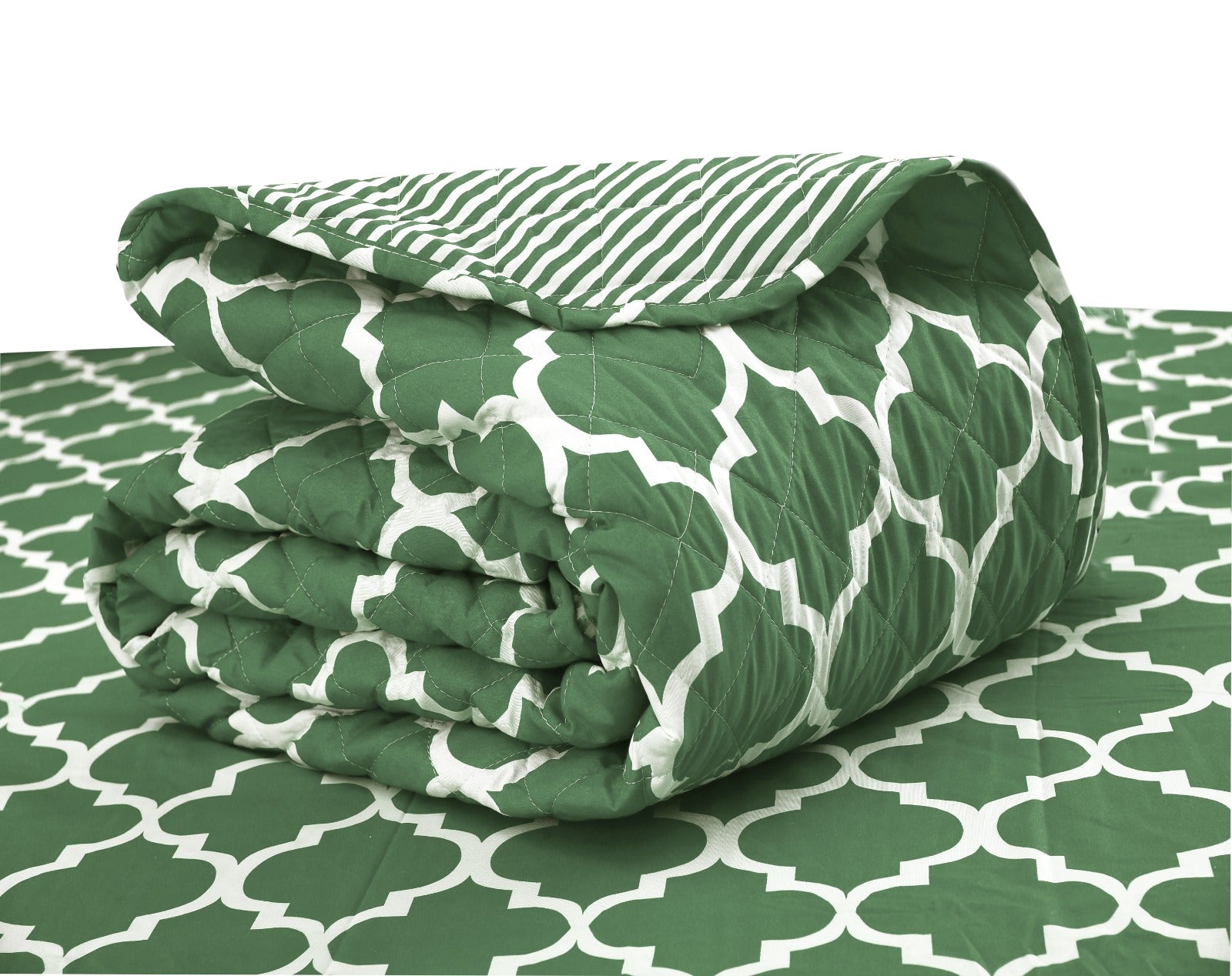 6 PCs Bed Spread Set-Olive Geometric Apricot