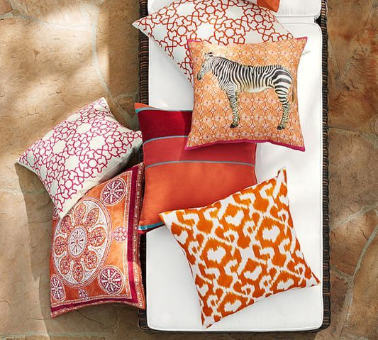 6 PCs Digital Printed Cotton Cushions-Orange Slush cushions Apricot   