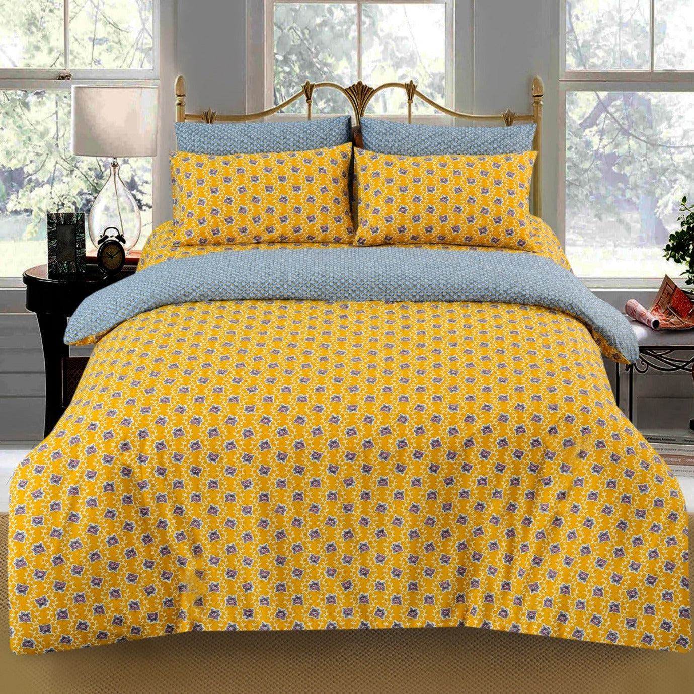 6 PCs Duvet Cover Set-Blooming Flowers Apricot