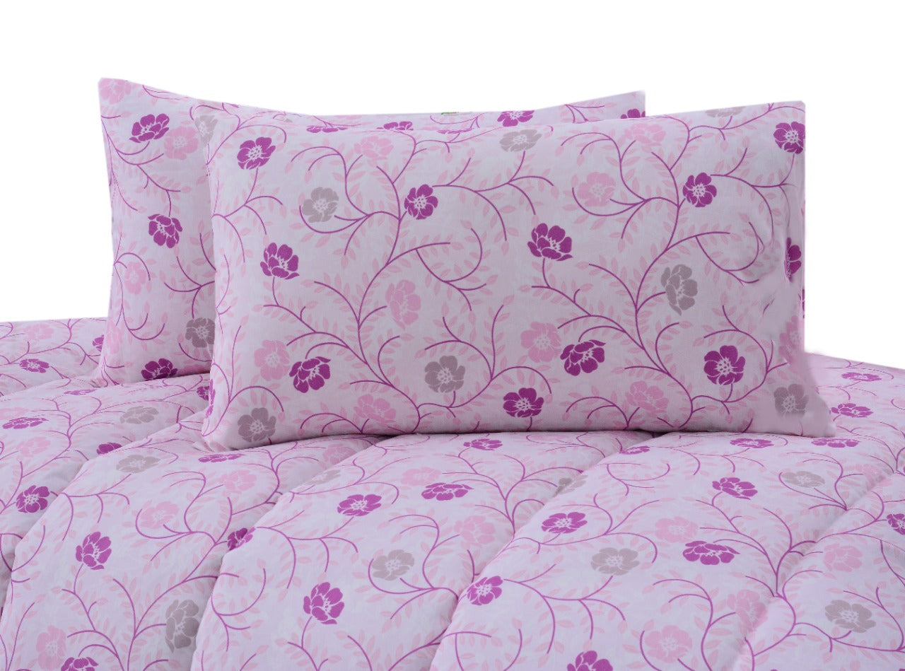 6 PCs Duvet Cover Set-Pink Floral Duvet Cover Apricot   