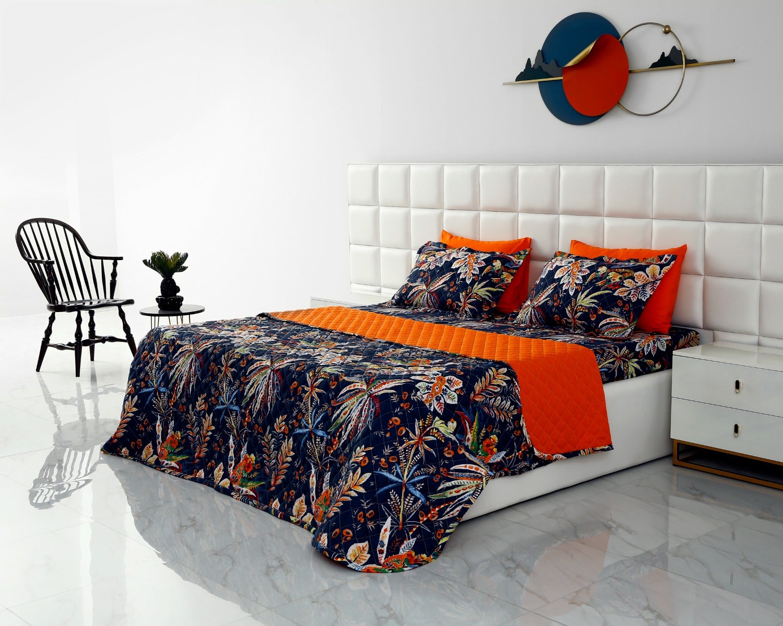 6 PCs Printed Bed Spread Set-Johana Bed Spread Apricot   