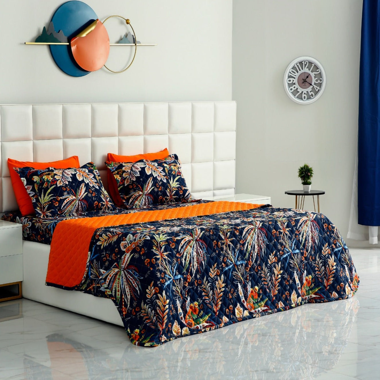 6 PCs Printed Bed Spread Set-Johana Bed Spread Apricot   