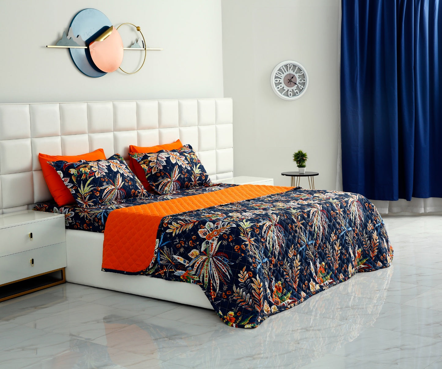 6 PCs Printed Bed Spread Set-Johana Bed Spread Apricot   