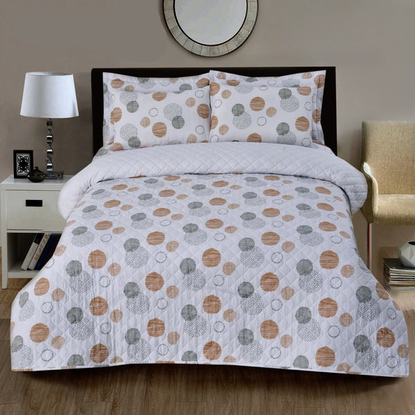 6 PCs Printed Bed Spread Set-Multi Work Apricot