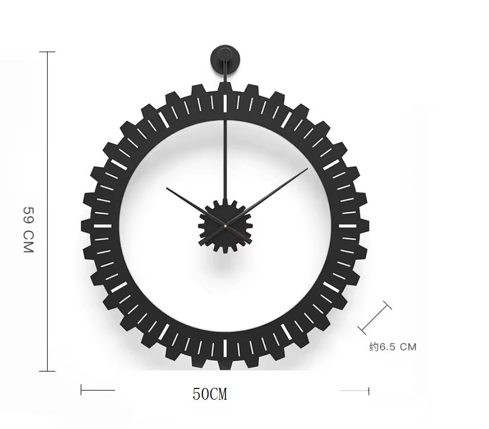 60CM Metal Gear Style Wall Clock-Black(SA2405-215) Clock Apricot   