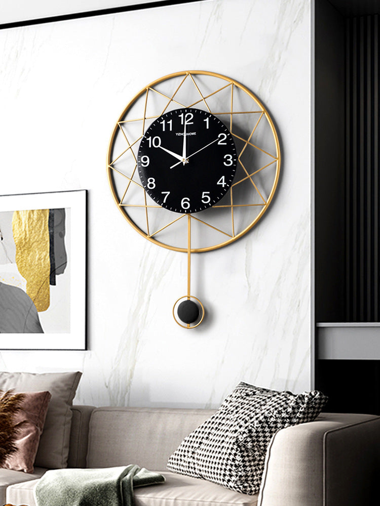 60CM Metal Wall Clock With Pendulum-SA2405-208 Clock Apricot   