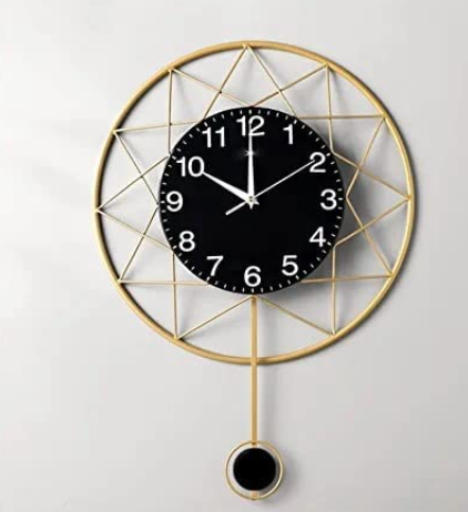 60CM Metal Wall Clock With Pendulum-SA2405-208 Clock Apricot   