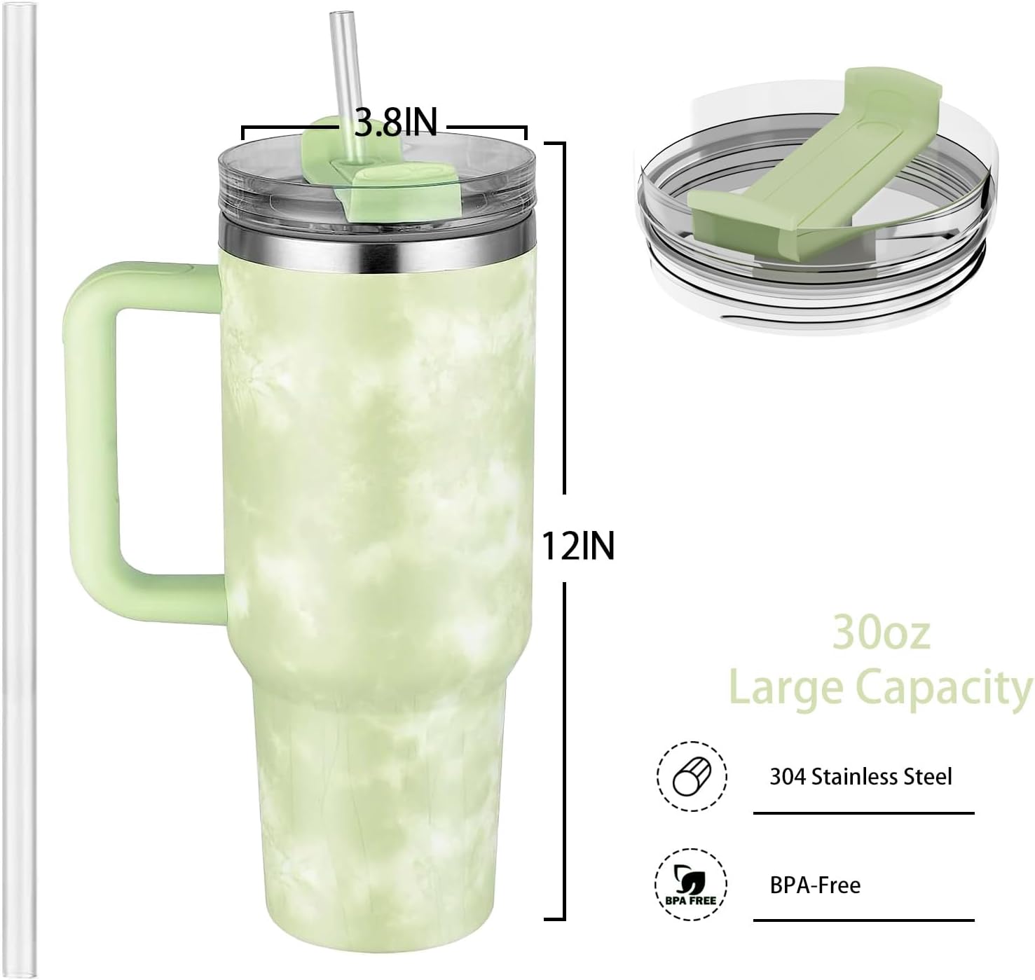 Stanley Quencher H2.0 FlowState™ Tumbler 40 OZ-1200ML-Marble Pattern(Green) Tumbler Apricot