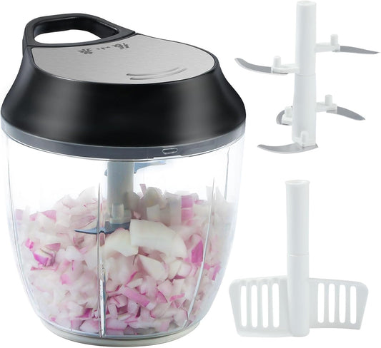 900ml 2 in 1 Manual Vegetable Chopper (SA2510-002) Spice and sugar Jar Apricot