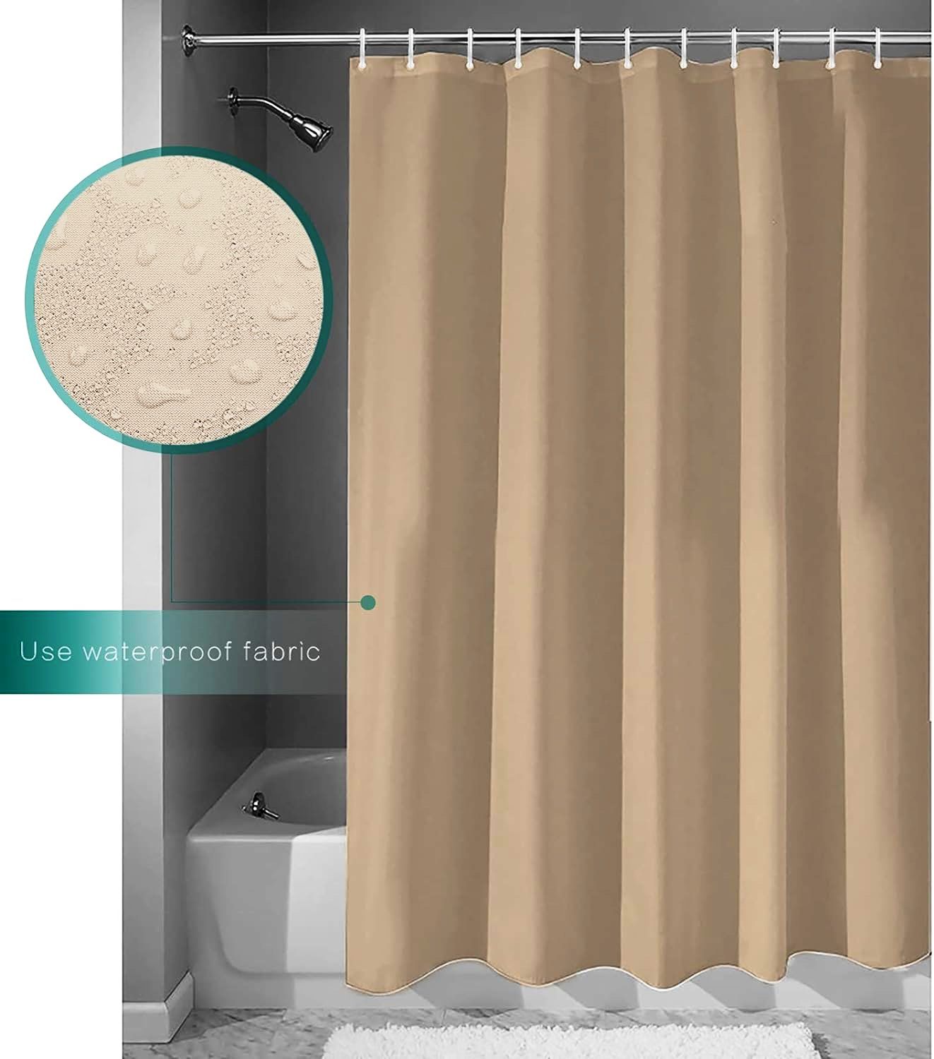 1 PC Waterproof Shower Curtain-Light Brown