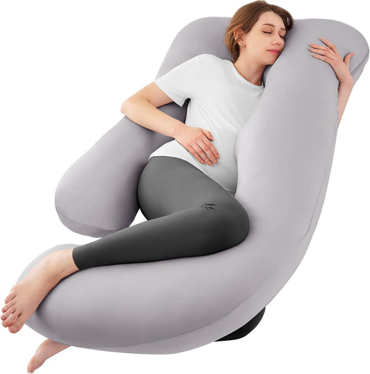57'' Pregnancy Pillows for Sleeping Full Body Pillow- Grey Apricot