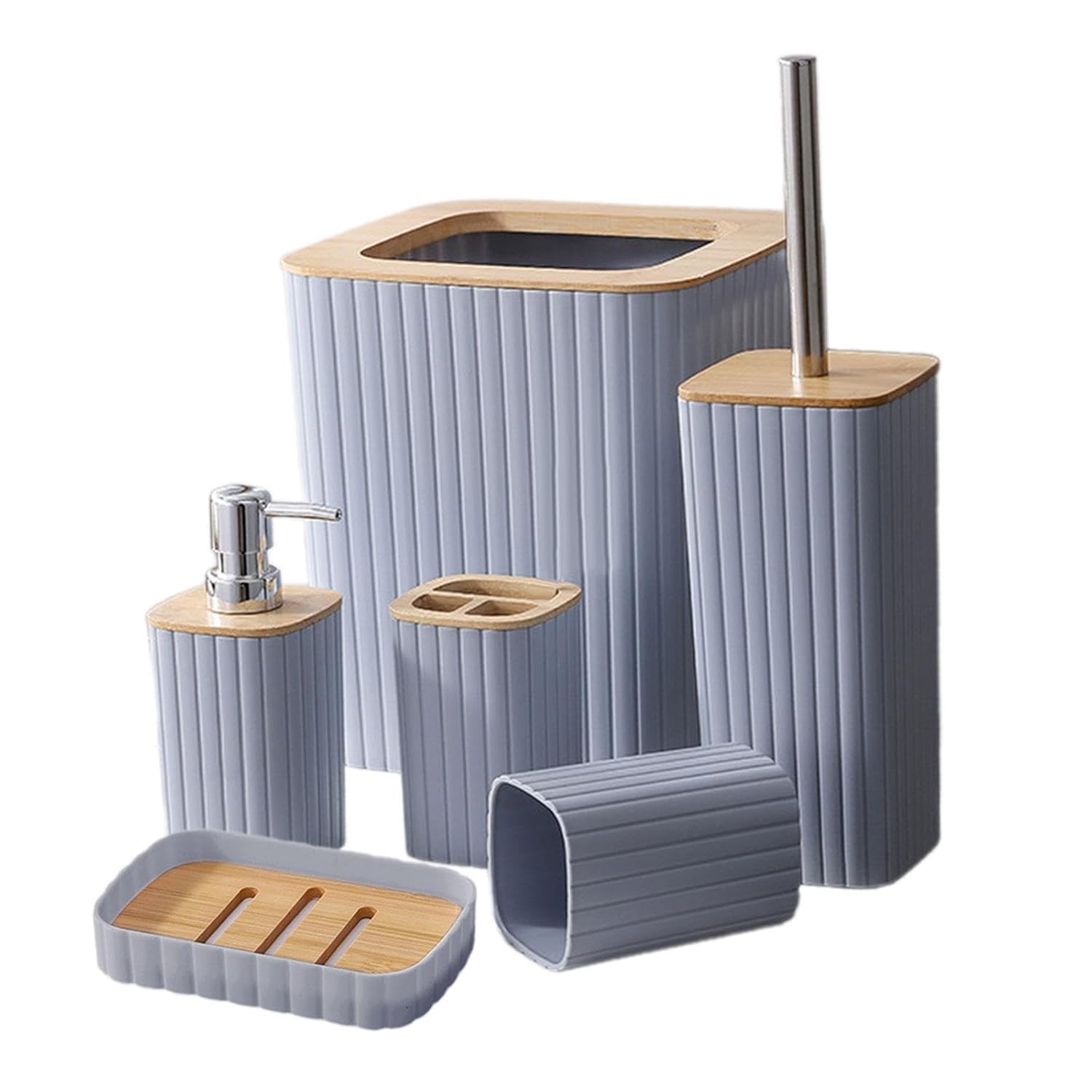 7PCS Bathroom Accessory Set-SA2408-310(Grey) Bathroom Accessory Sets Apricot
