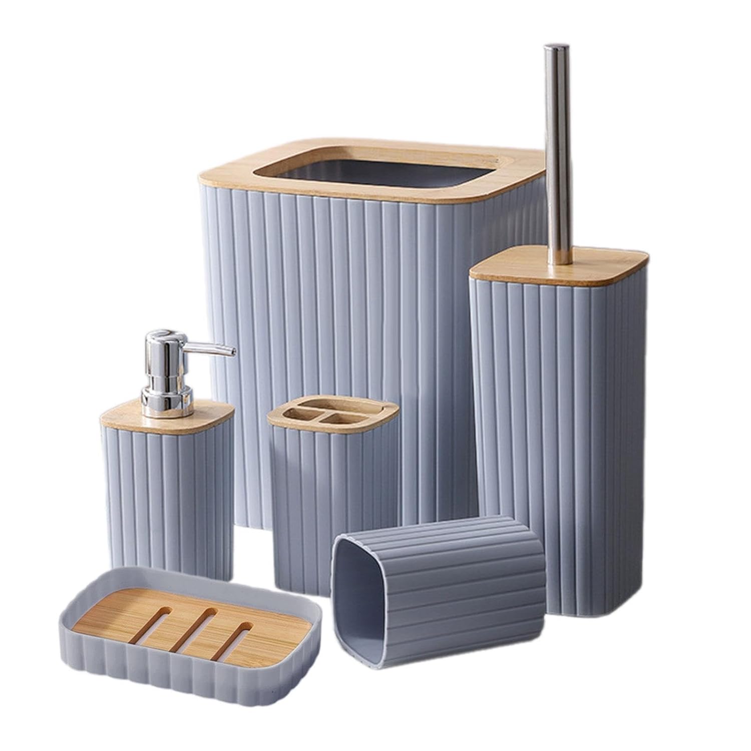 7PCS Bathroom Accessory Set-SA2408-310(Grey) Bathroom Accessory Sets Apricot