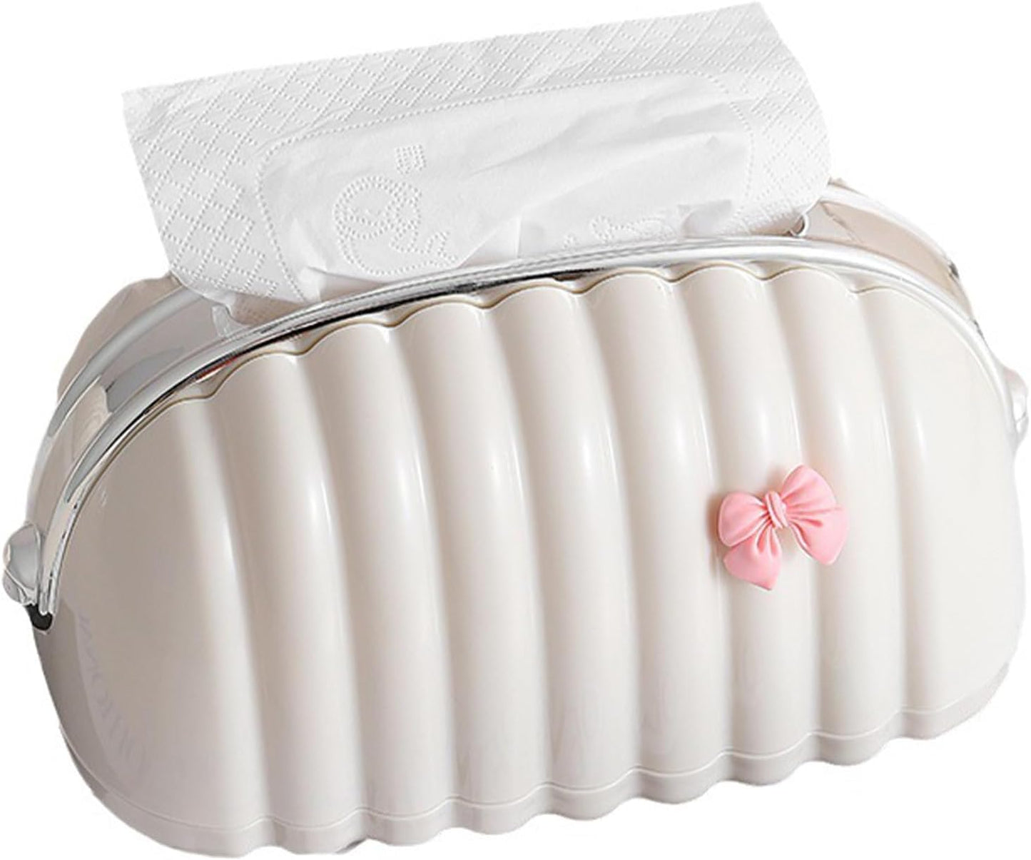 Tissue Box With Bow-SA2408-300 Tissue Box Apricot