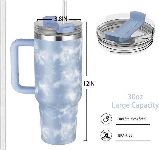 Stanley Quencher H2.0 FlowState™ Tumbler 40 OZ-1200ML-Marble Pattern(BLUE) Tumbler Apricot