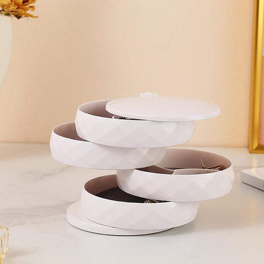 360° Rotatable Jewelry Organizer With Mirror-SA2411-53 (White) Cosmetic Organizer Apricot