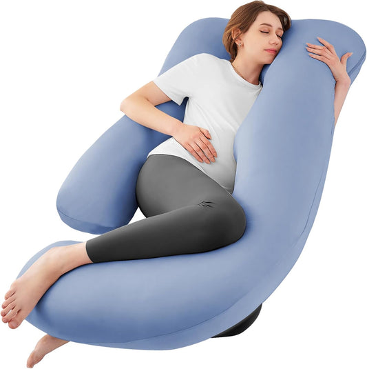 57'' Pregnancy Pillows for Sleeping Full Body Pillow- Sky Blue Apricot
