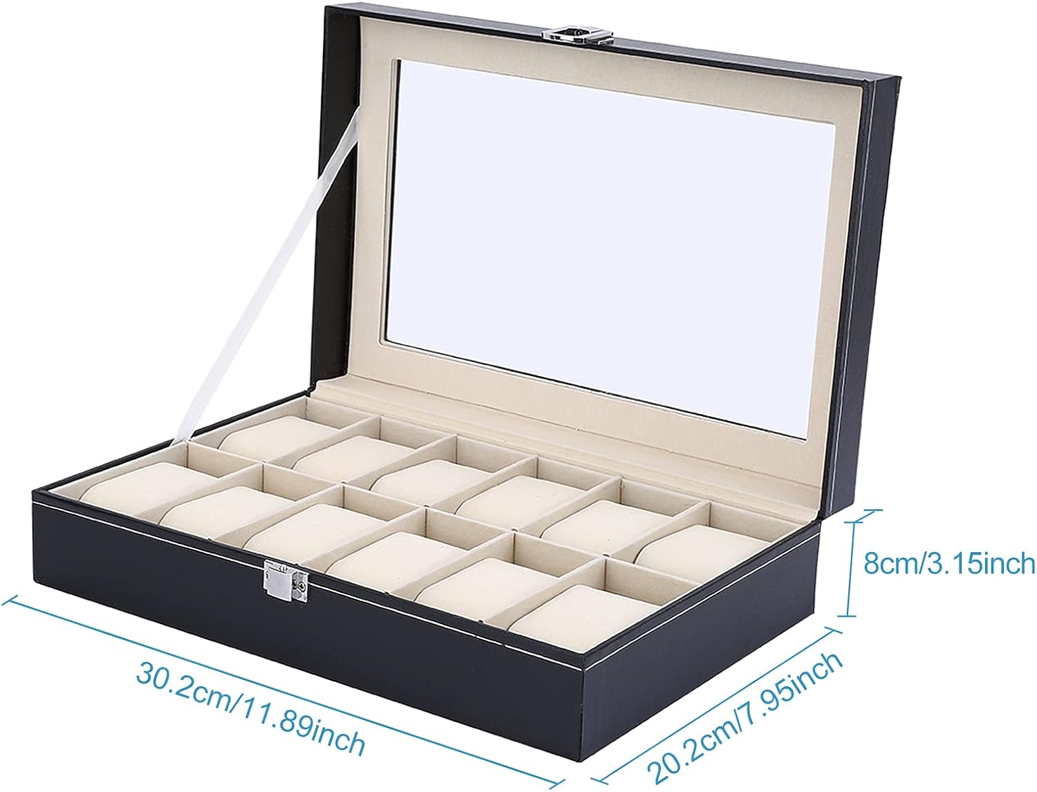 12 Slots Watch Organizer-SA2411-56(Black) Watch box Apricot