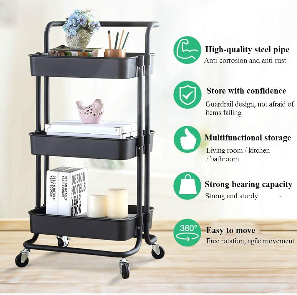 3-Layers Multi-function Trolley Storage Organizer(15262) Storage Organizer Apricot