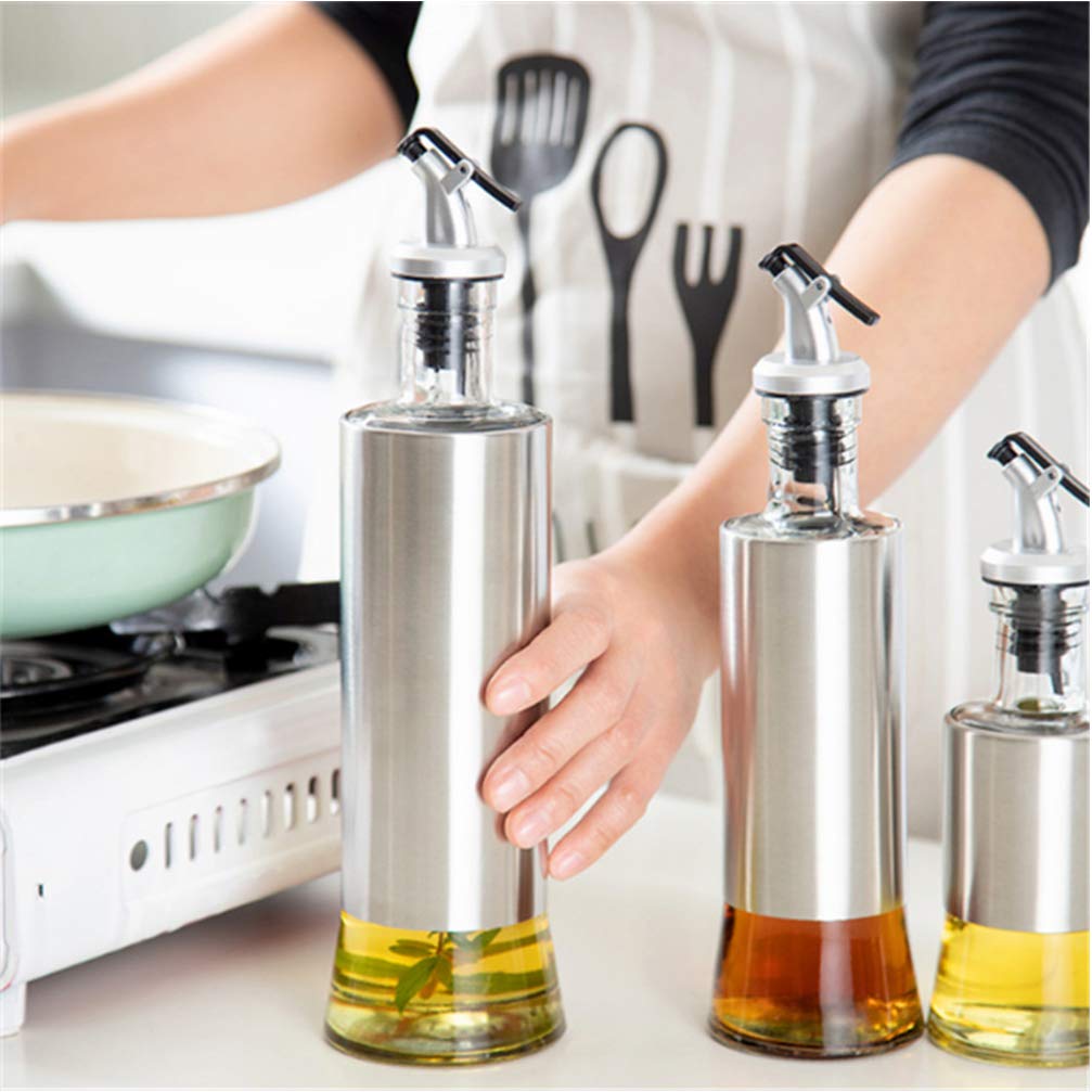 Glass Containers Glass & Stainless Steel Oil Pot (SA2510-015) Spice and sugar Jar Apricot