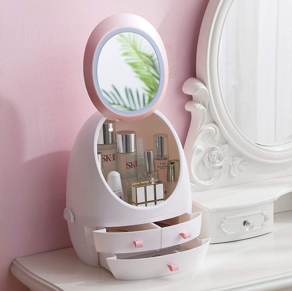 LED Mirror Curvy Cosmetics Storage Box